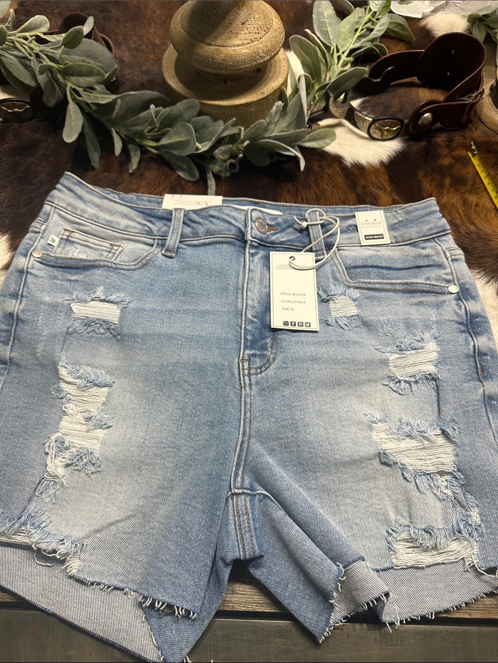 NWT Judy Blue Light Blue Distressed Denim Cutoff Shorts
